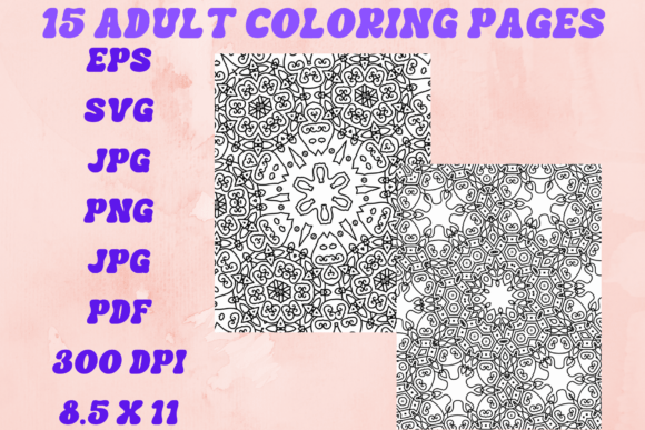 15 Adult Coloring Page Bundle: Graphics & Pages Amp
