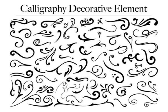 Calligraphy Line Floral Decoration 1: Elegant Graphics & Icons