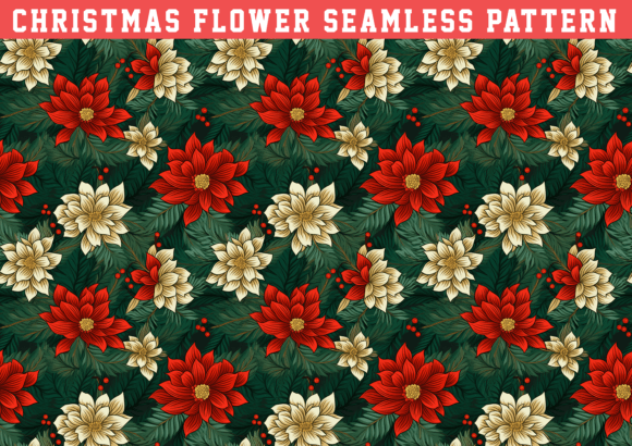 Christmas Flower Seamless Pattern Graphics Review