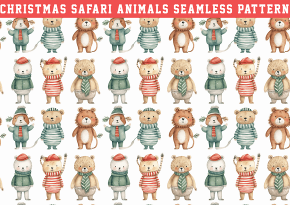 Christmas Safari Animal Seamless Pattern Graphics Review