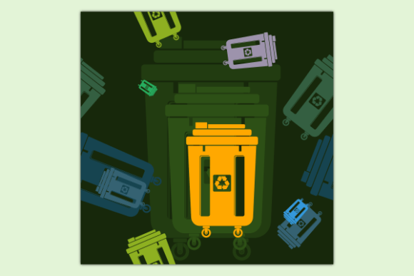 Flat Trash Bin Dark Seamless Pattern: Graphics & Patterns
