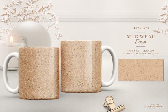 Mug Sublimation Boho Tan Gold Cork: Graphics & Print Templates