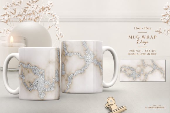 Mug Sublimation Template Blush Marble