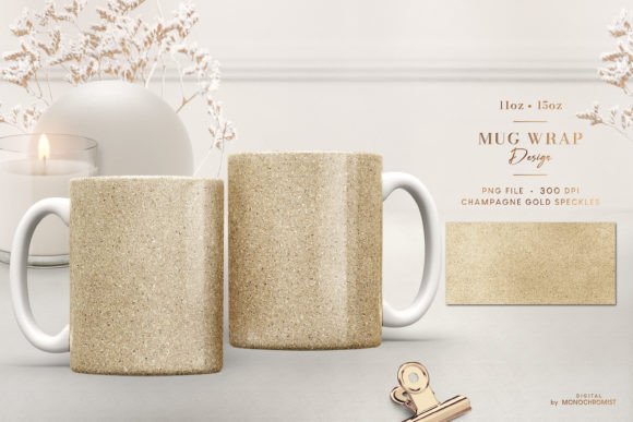 Mug Sublimation Template Speckled Gold: Graphics & Print Templates