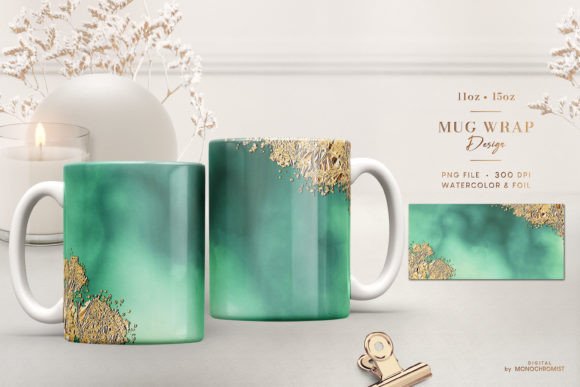 Mug Sublimation Template Watercolor: Graphics & Print Templates