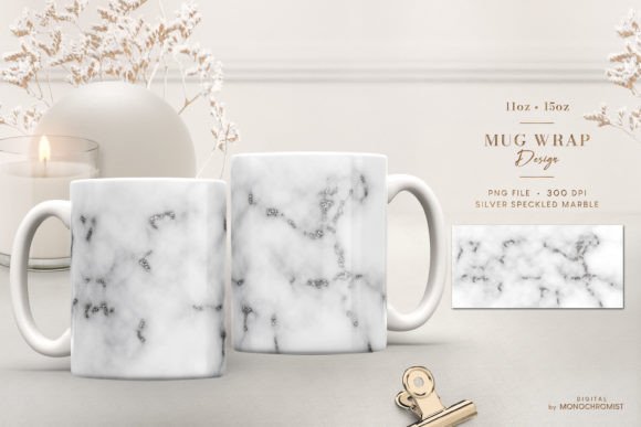 Mug Sublimation White Marble Silver Graphics