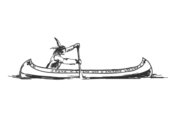 Native American Canoe Graphics for Handmade Crafts