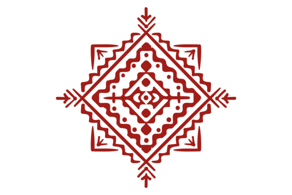 Nordic Ornament Element: Red Bohemian Graphics for Crafts