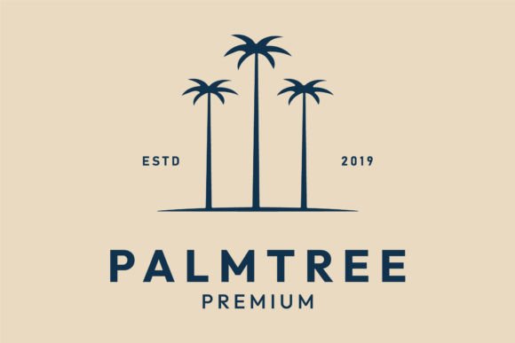 Palm Tree Vintage Logo Minimalist Vector