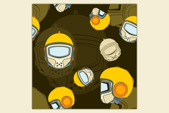 Retro Safety Helmet Dark Pattern: Graphics & Patterns