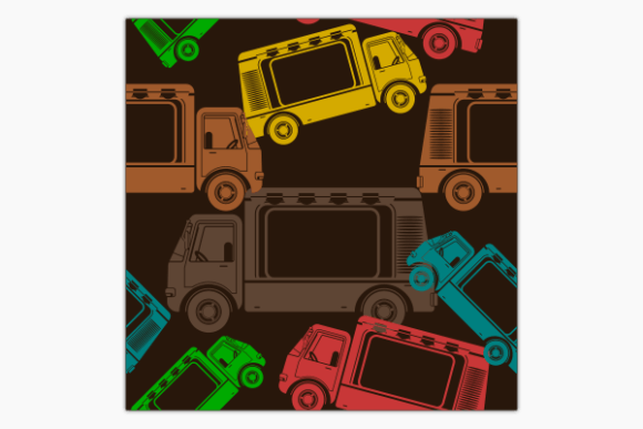 Side View Mobile Food Truck Dark Pattern for Graphics