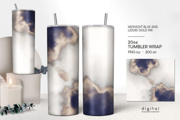 Tumbler Wrap Midnight Blue Gold Ink: Graphics for Crafts