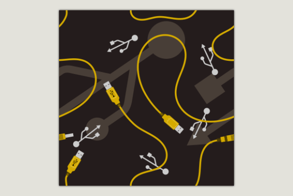 USB Cable Dark Seamless Pattern for Modern Graphics