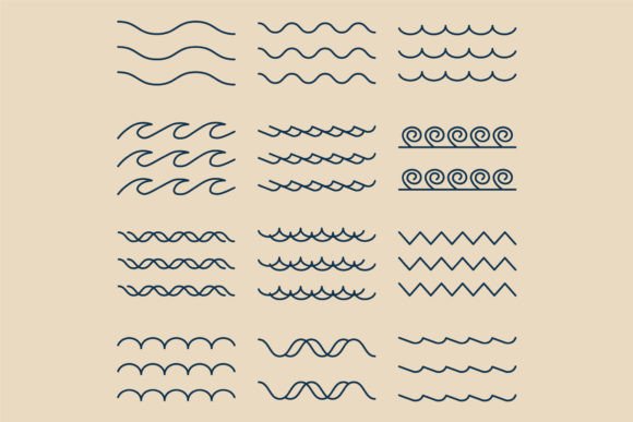 Wave Logo Icon Line Art: Graphics & Logos Bundle